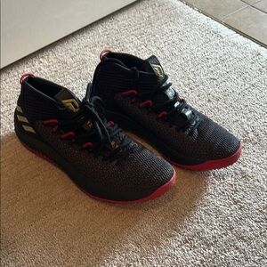 Black and Red Adidas Damian Lillard Sneakers